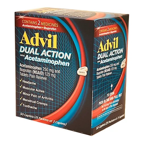 Advil Dual Action 50 Caplets 2/25 Box